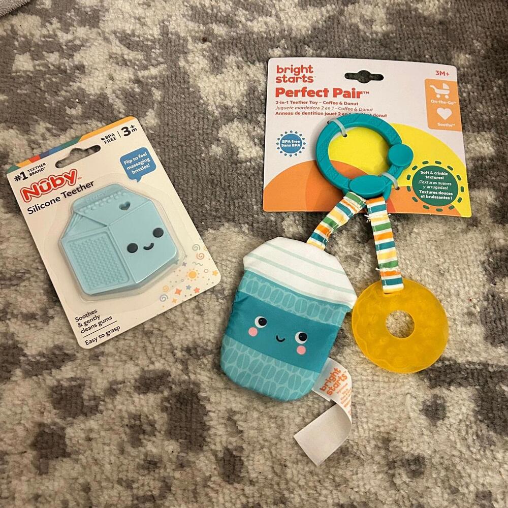 Bright Starts & Nuby Two Food Theme Baby Teethers  (NWT)